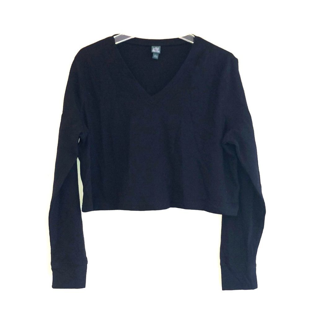 Wild Fable V Neck Cropped Top Black Crop
